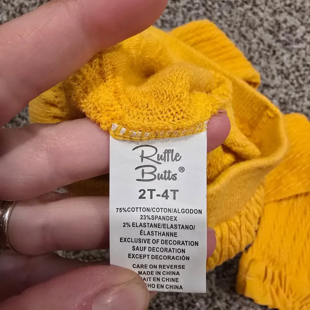 Toddler Girl Ruffle Butts Golden Yellow Knit Footless Tights | Size 2T-4T